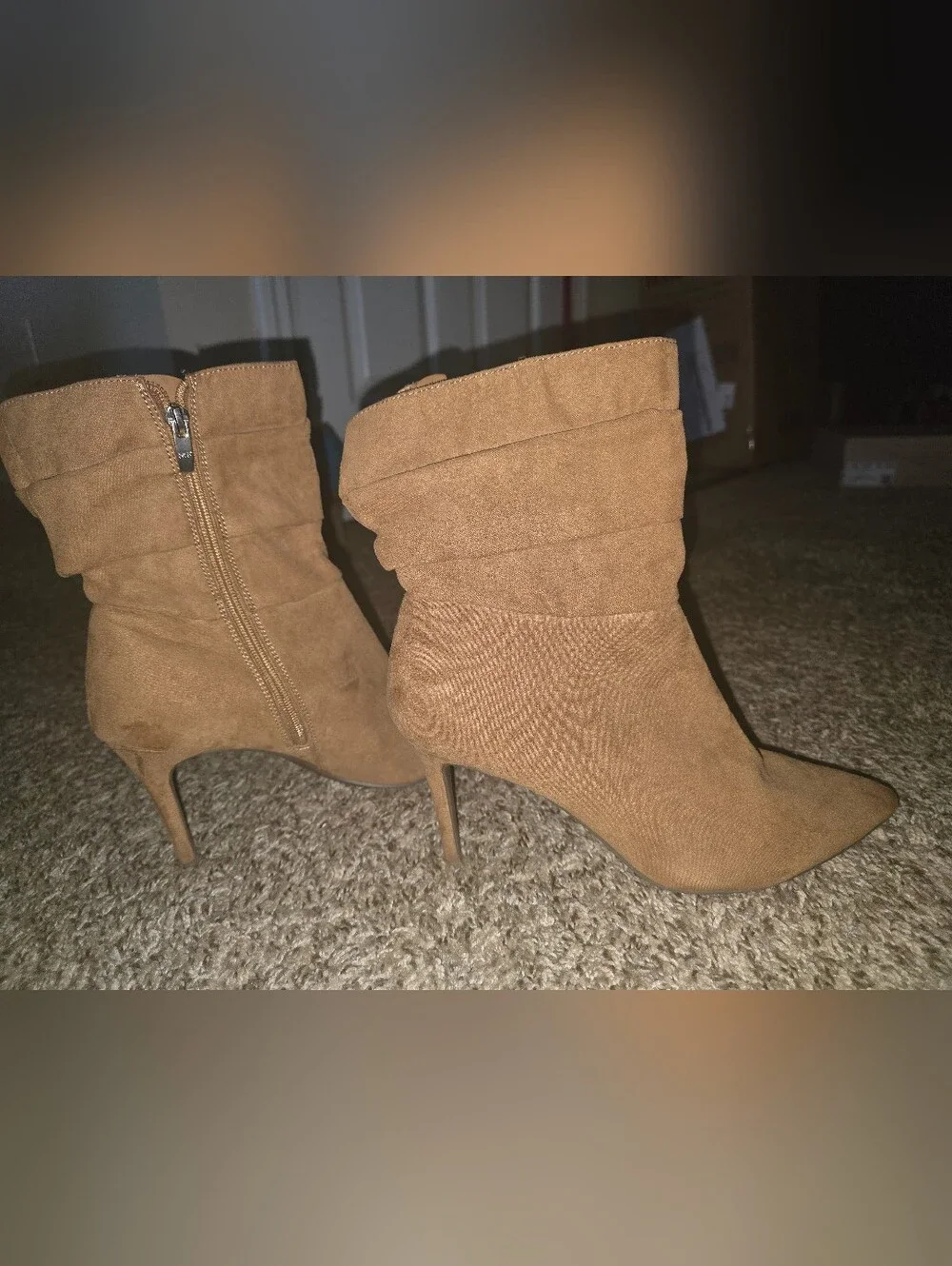 Suede Pointed Toe Stiletto Heel Ankle Boots